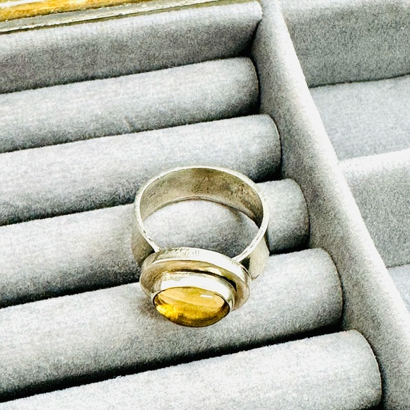 🔥 Vintage Modernist Citrine Silver Ring - Picture 6 of 17